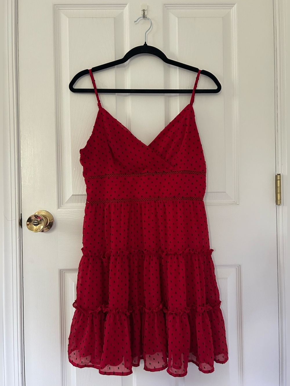Altar’d State Red Swiss Dot Tiered Mini Dress Size L
